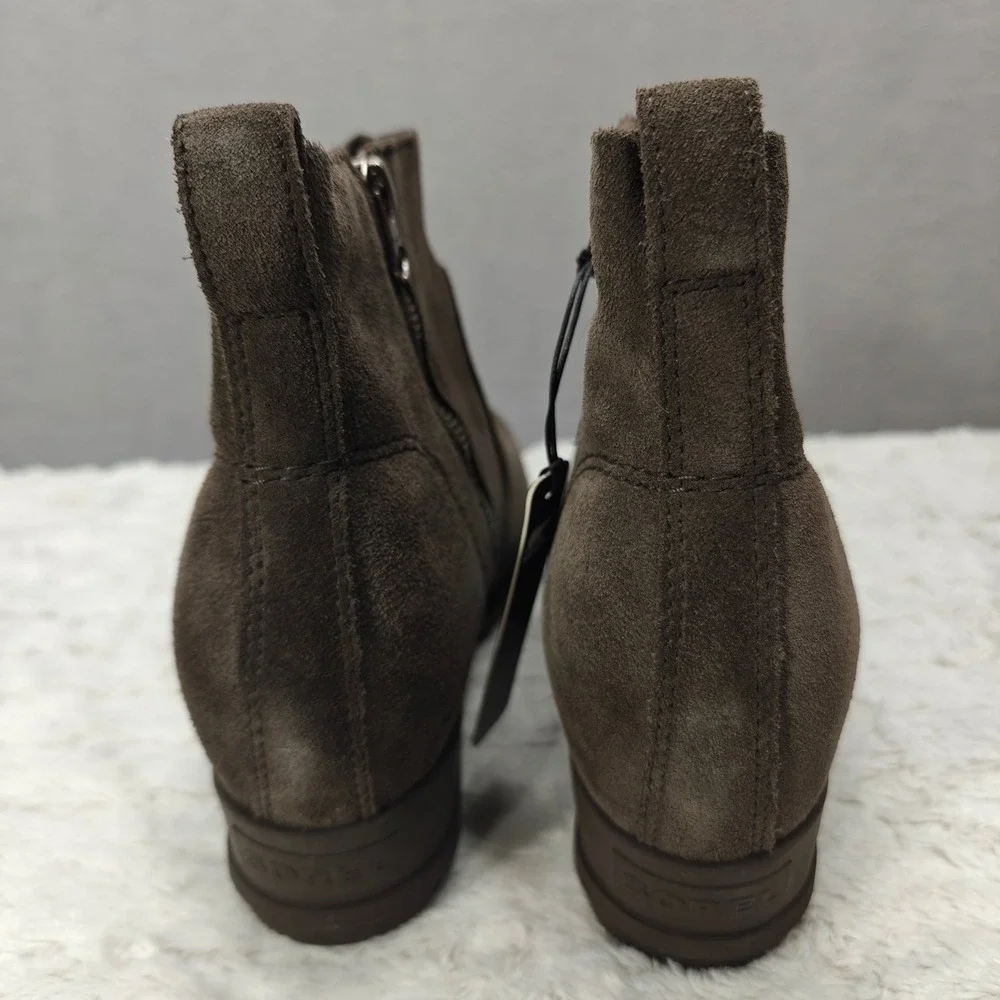 Sorel Evie Bootie Womens 9.5 Gray Suede‎ Leather Chelsea Wedge Goth Alt Office